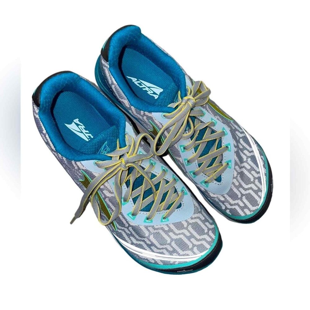 Altra Women’s Torin IQ Zero Drop sz 9 Green Blue Gray Geometric